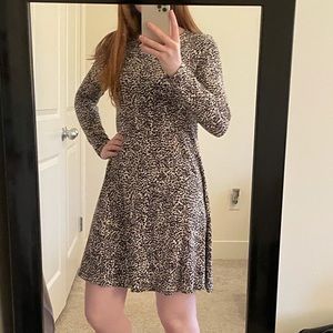 Leopard/Cheetah Print Long Sleeve Swing Dress